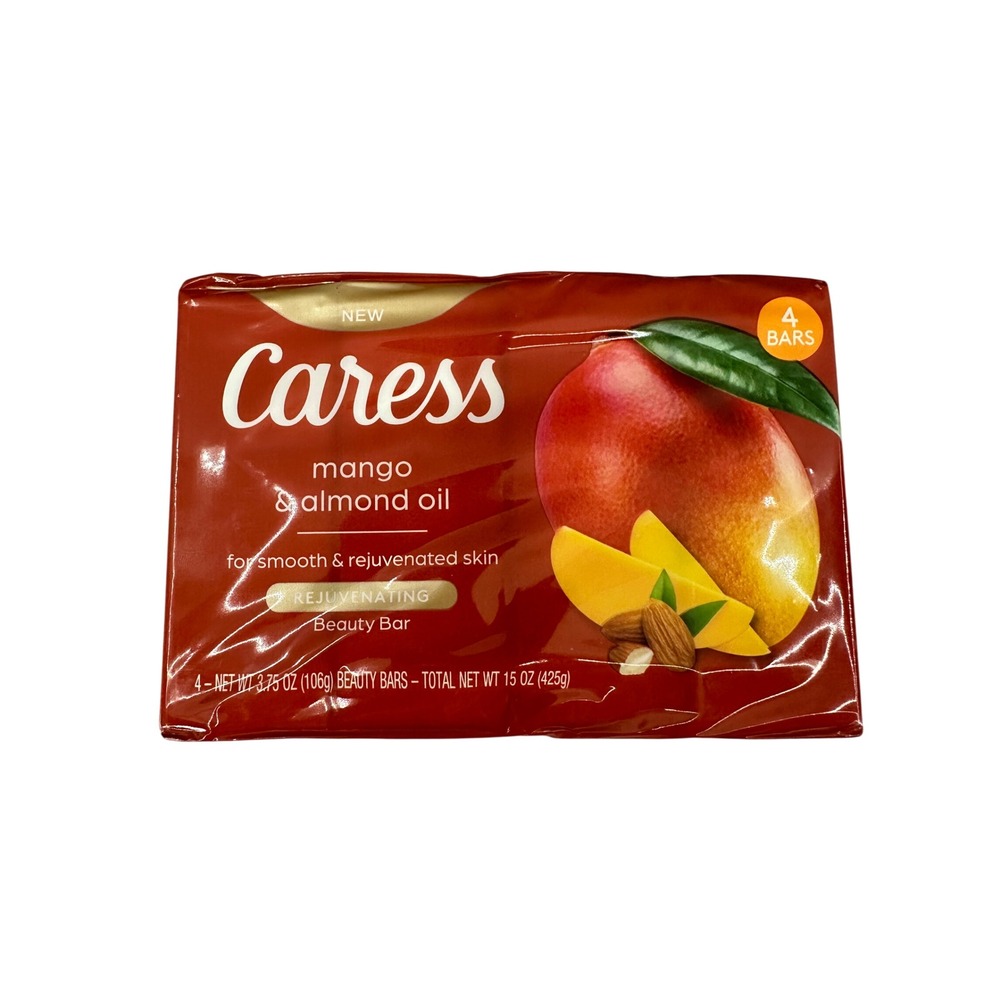 Caress Mango and Almond Oil Rejuvenating Beauty Bar Soap 4 Pack 3.75oz Bars